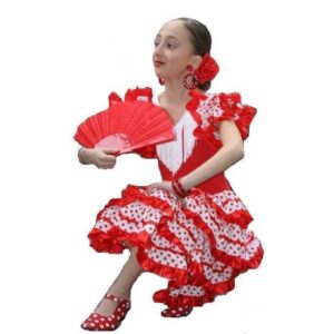 DISFRAZ DE ANDALUZA BLANCO/ROJO INFANTIL