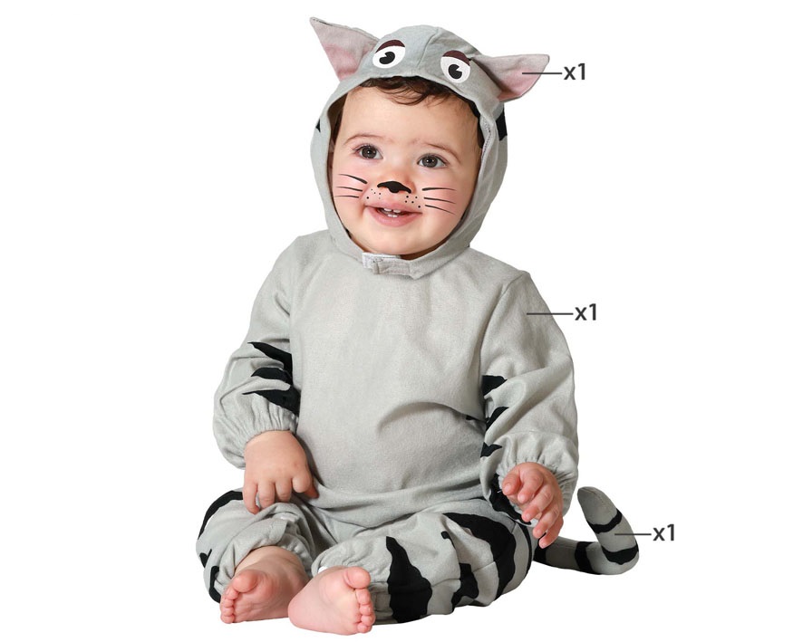 DISFRAZ DE GATO GRIS PARA BEBÉ