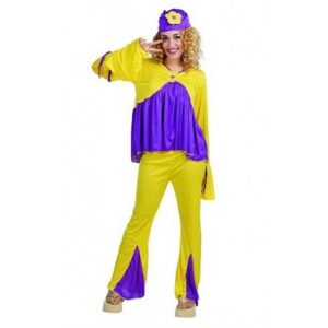 DISFRAZ DE HIPPIE AMARILLO MUJER